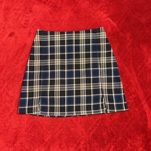 John Galt Black/White/Blue High Rise Plaid Mini Skirt